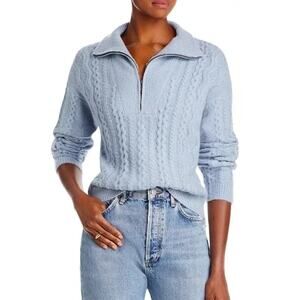 Aqua Girl Cable Knit Half Zip Sweater Blue Fog Size L‎
